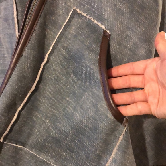 ANTHROPOLOGIE HEI HEI Gray Leather Hooded Reversible Pocket Poncho Top XS/S - Picture 11 of 16